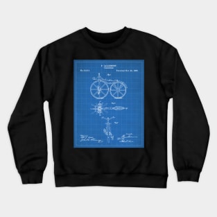 Bicycle Patent - Cycling Cyclist Bike Riding Fan Art - Blueprint Crewneck Sweatshirt